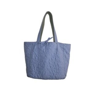 Isaac Mizrahi New York Puff Quilted Bag Tote Overnight Periwinkle Gray Heart